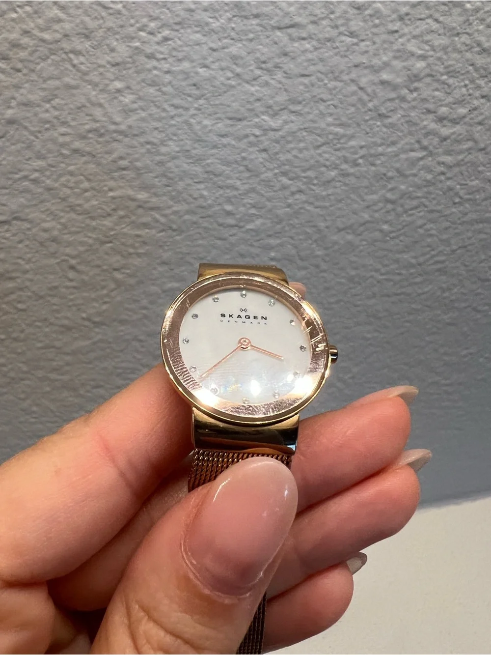 Skagen Gold Mesh Women's Watch with White Dial